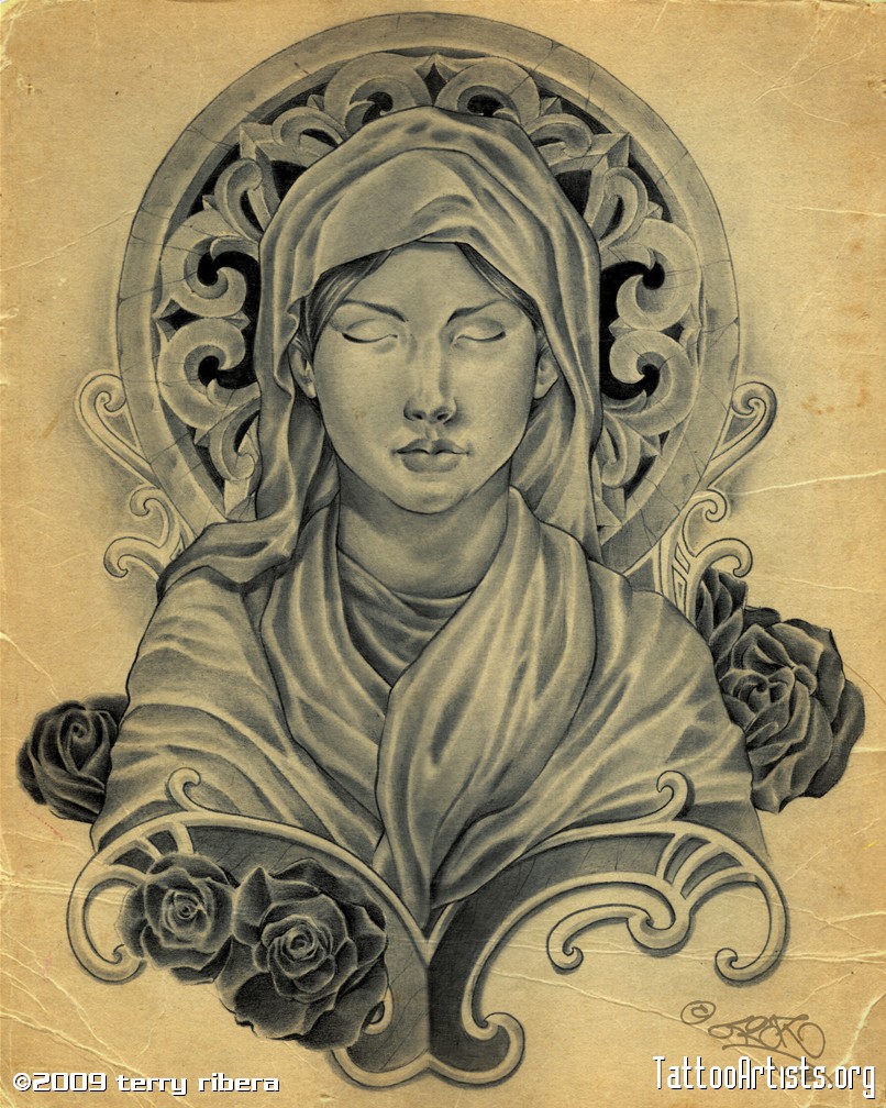 806x1008 Fascinating Virgin Mary Sketch Drawing For Christian Tattoos - Virgin Mary Sketch