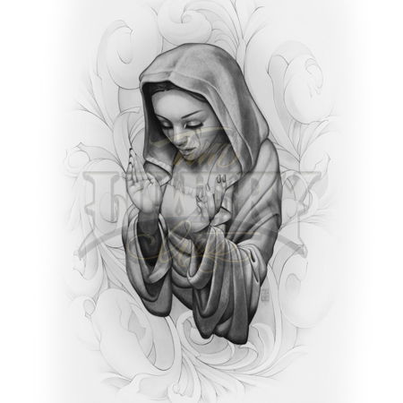 450x450 Virgin Mary Print Tim Lowery Arts - Virgin Mary Sketch
