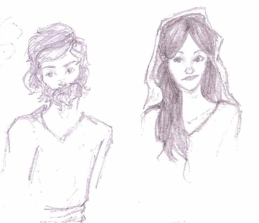 900x776 Sketch Of Jesus And The Virgin Mary By Someonetorelyon - Virgin Mary Sketch