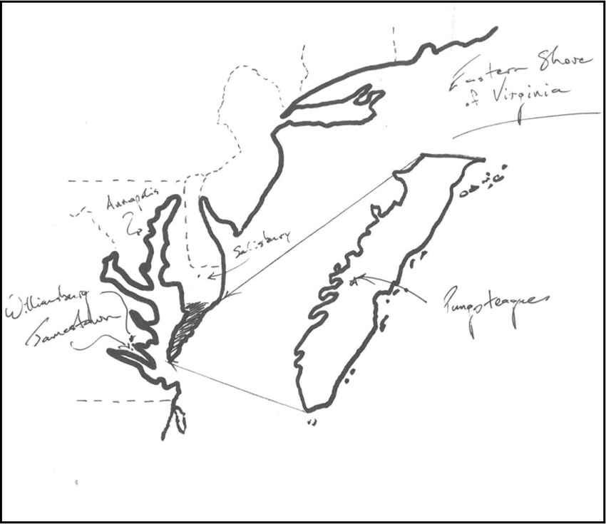 850x735 The Eastern Shore Of Virginia. Sketch By The Author. Download - Virginia Sketch
