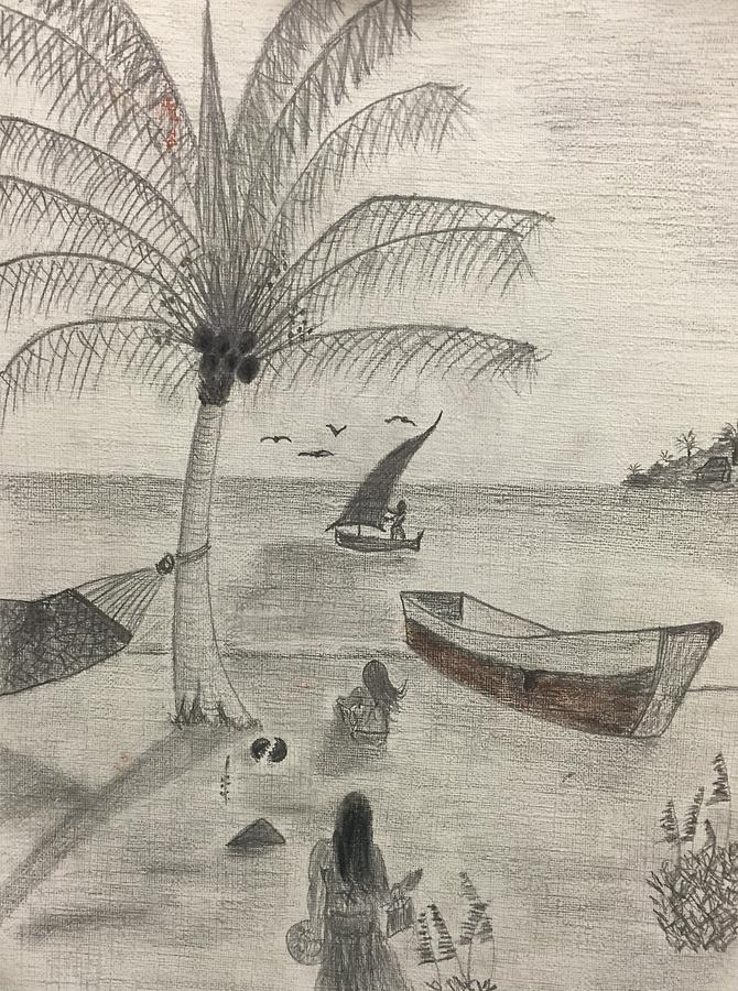 670x900 Varadero Beach, Cuba 15 H11 Drawing By Virginia Margarita - Virginia Sketch