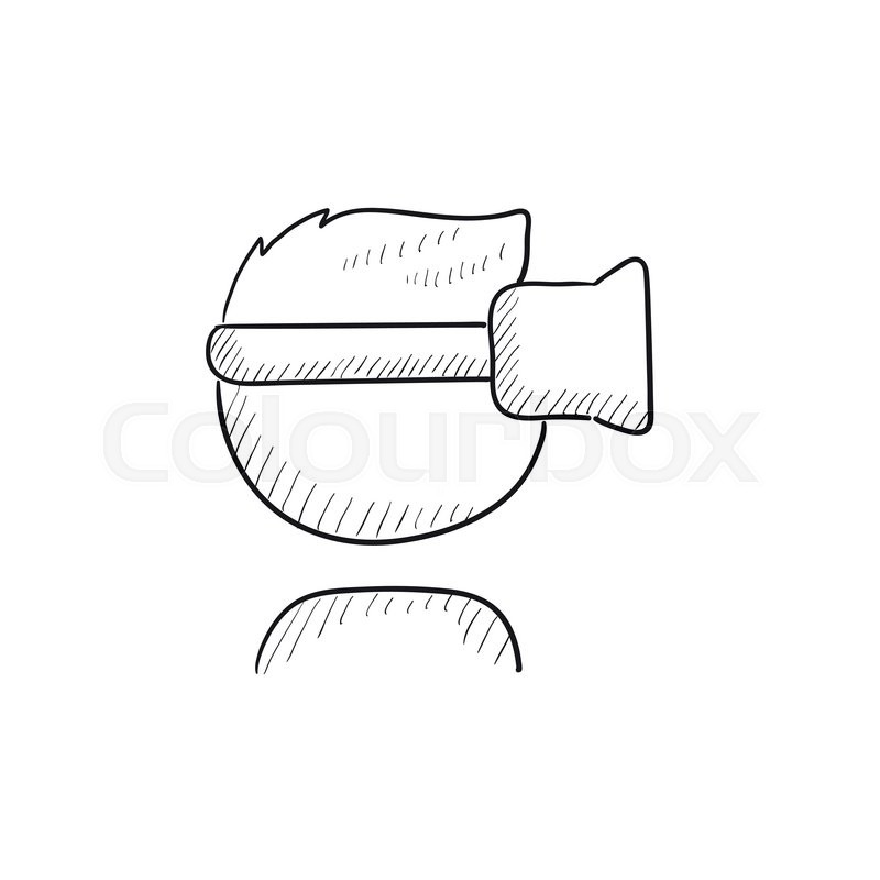800x800 Man In Virtual Reality Headset Vector Sketch Icon Isolated On - Virtual Sketch