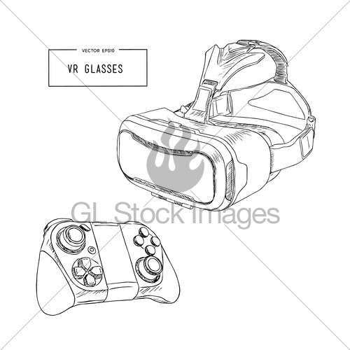 500x500 Virtual Reality Headset Glasses Realistic Sketch Vector. Gl - Virtual Sketch
