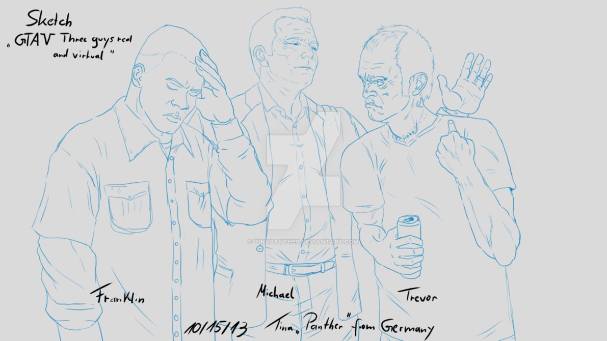 1191x670 Gta V Three Guys Virtual Sketch By Tinapanther - Virtual Sketch