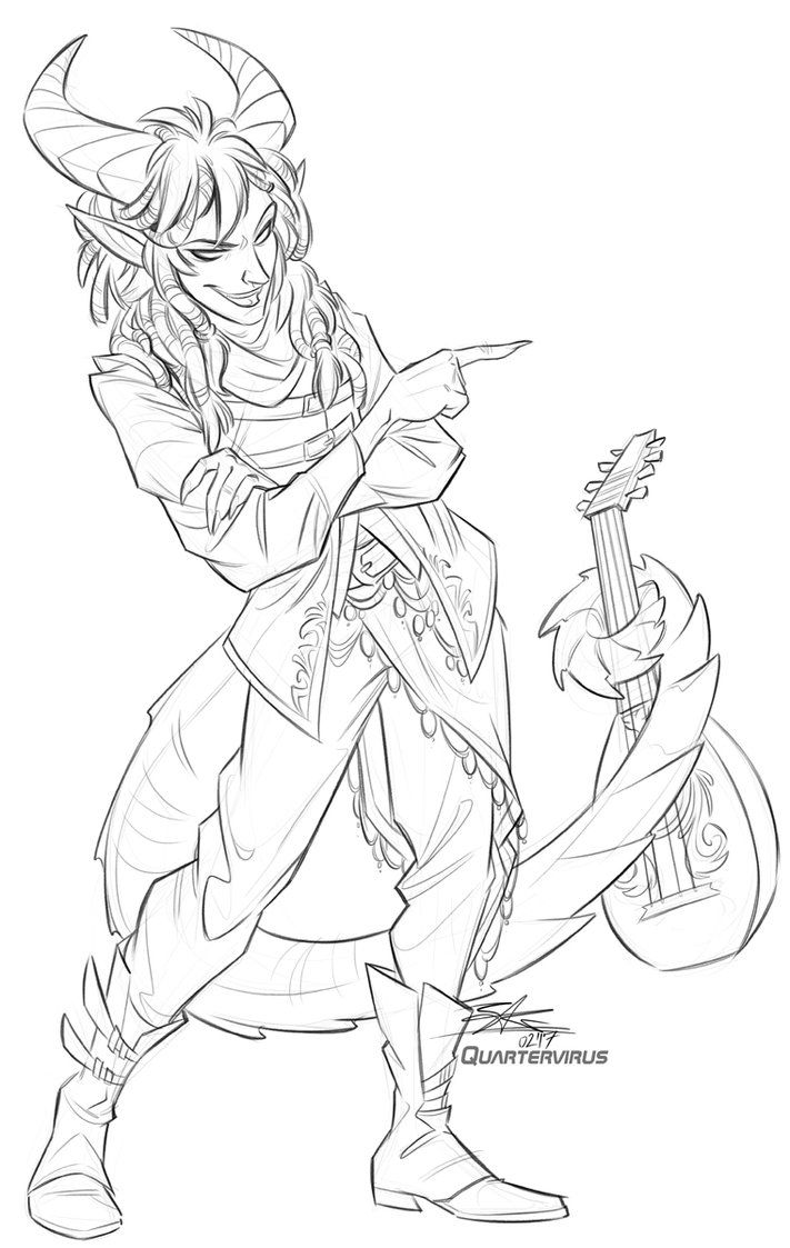 711x1123 Sketch Raffle Tiefling Bard For Jovioski By Quarter Virus - Virus Sketch