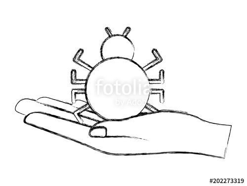 500x377 Cyber Security Hand Holding Bug Virus Technology Vector - Virus Sketch