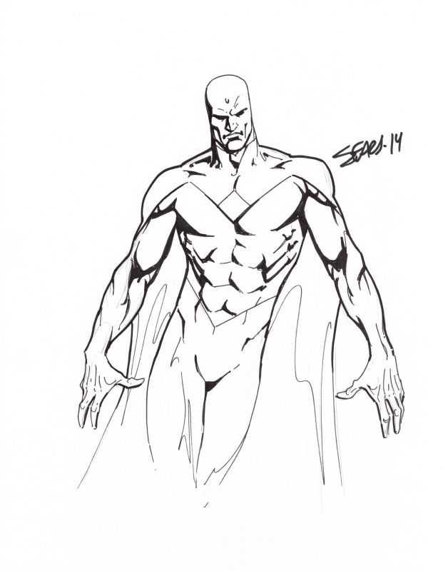 621x800 Vision Sketch By Bart Sears! Looking Good!! Vision Of The - Vision Sketch