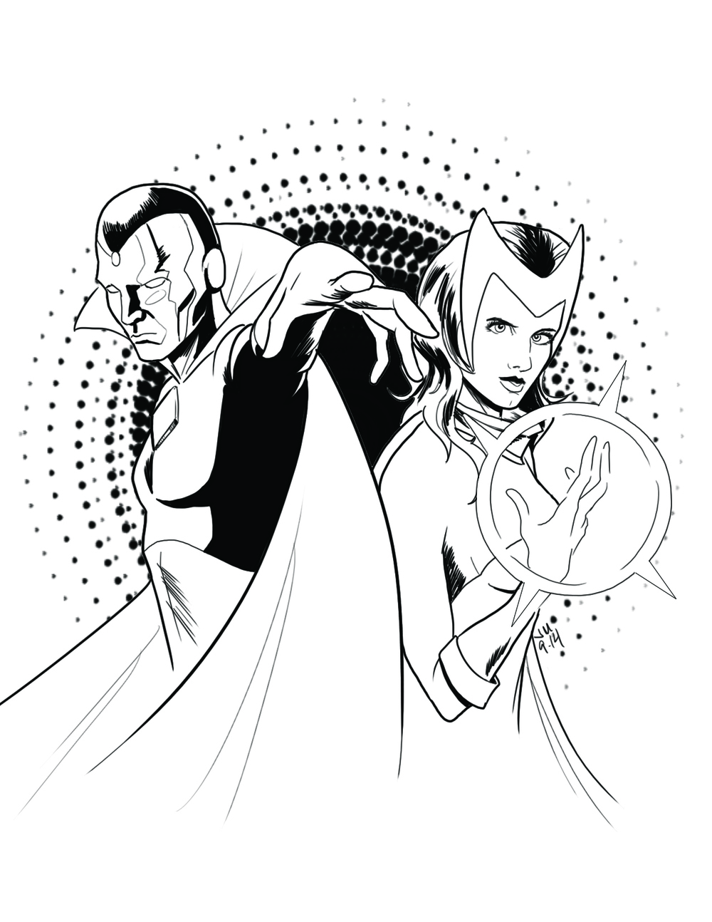 1000x1294 Daily Sketch Old School Vision And Scarlet Witch Jason Muhr - Vision Sketch