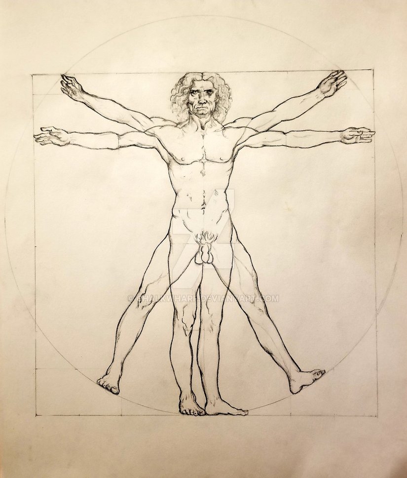 825x968 Vitruvian Man Sketch By Chalkwharf - Vitruvian Man Sketch
