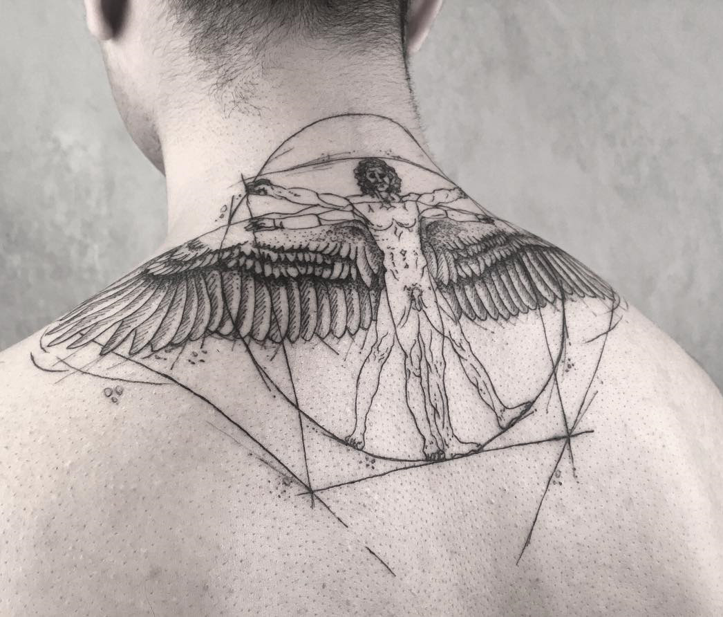 1046x892 Vitruvian Man By Leonardo Da Vinci Best Tattoo Design Ideas - Vitr...