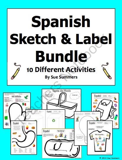 412x538 Spanish Vocabulary Sketch And Label Bundle - Vocabulary Sketch