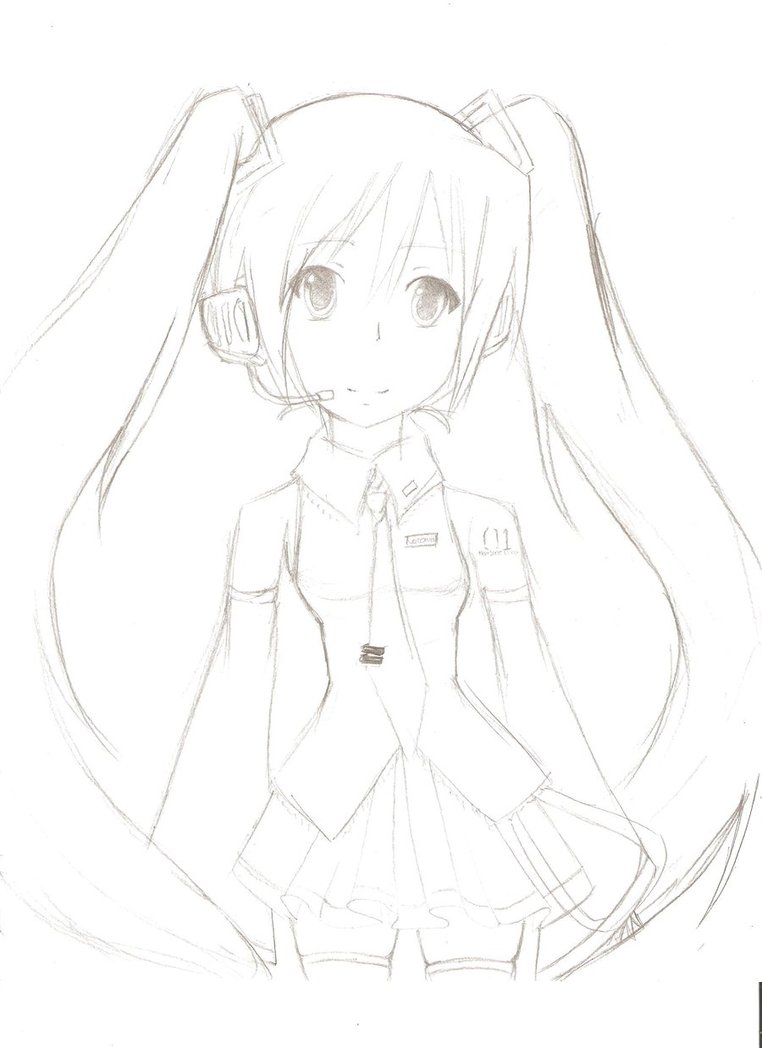 762x1048 Sketch Vocaloid Miku 2 By Eileene Chan - Vocaloid Sketch