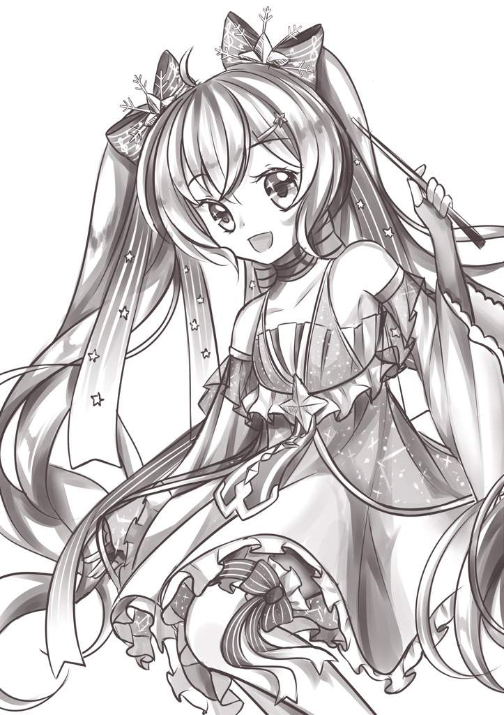 723x1024 Winter Hatsune Miku 2017 (Sketch) Vocaloid Amino - Vocaloid Sketch