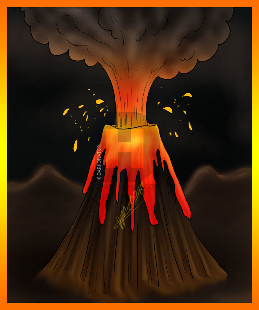 900x1076 How To Draw A Volcano, Step By Step, Drawing Guide, By Darkonator - Volcano Sketch