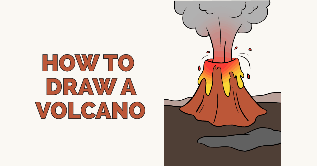 1200x628 How To Draw A Volcano - Volcano Sketch
