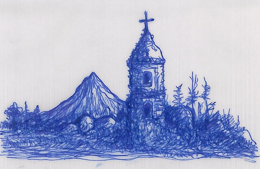 900x586 Mayon Volcano Drawing By Ricardo Manabat - Volcano Sketch