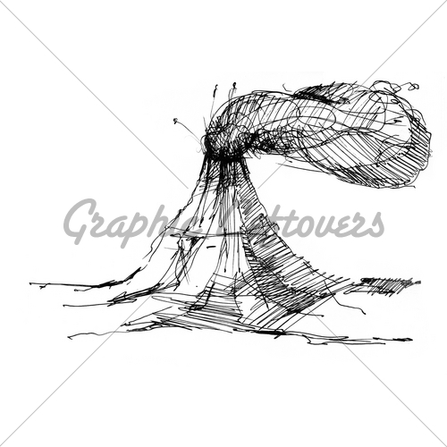 500x500 Sketch Of Volcano Gl Stock Images - Volcano Sketch