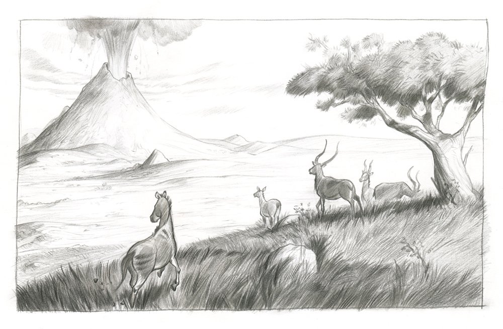 1000x654 Volcano Sketch Vincent Boyer Illustrations Tictail - Volcano Sketch