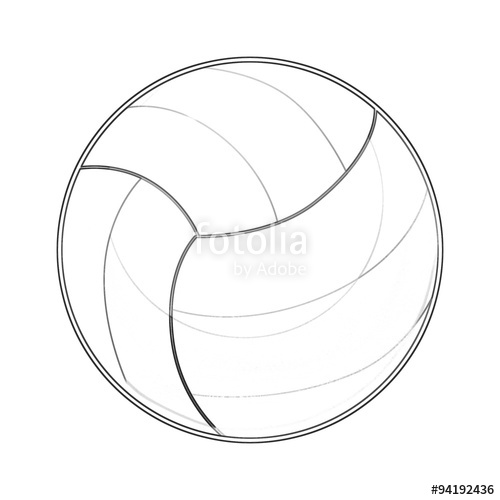500x500 Illustration Coloring Book Series Sport Ball Volleyball. Soft - Volleyball Ball Sketch