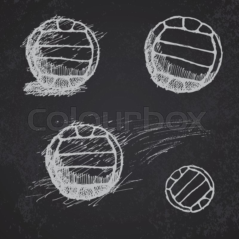 800x800 Volleyball Ball Sketch Set On Blackboard. Stock Vector Colourbox - Volleyball Ball Sketch