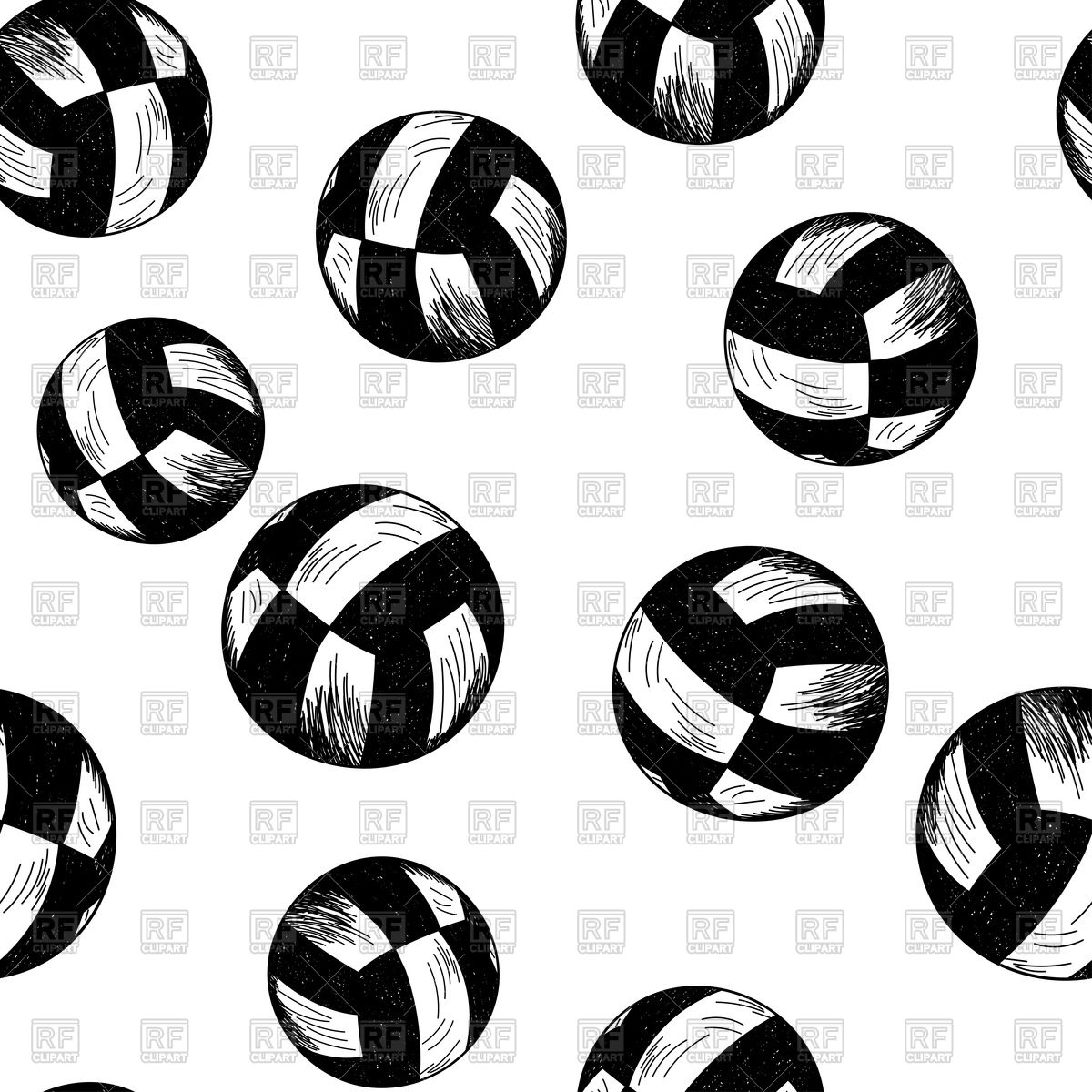 1200x1200 Volleyball Theme Seamless Pattern In Sketch Style Vector Image - Volleyball Ball Sketch