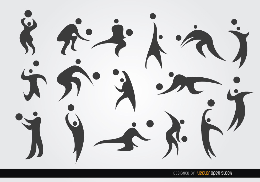 992x694 16 Volleyball Player Silhouettes Set - Volleyball Player Sketch