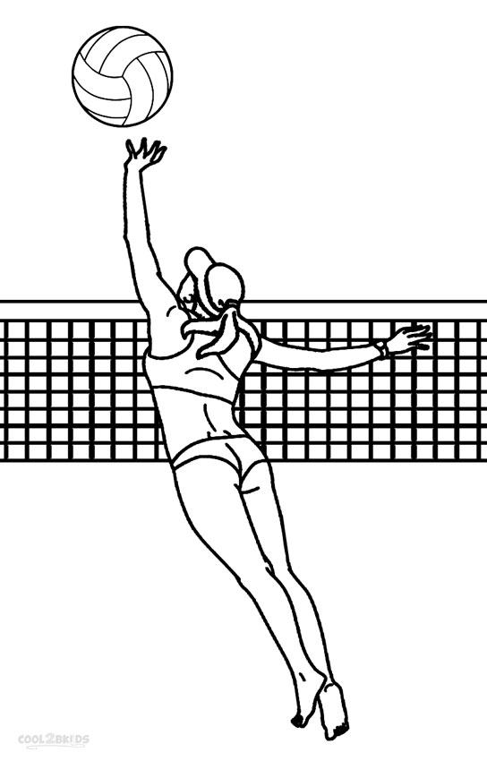 544x850 Coloring Pages For Volleyball Free Coloring Library - Volleyball Player Sketch
