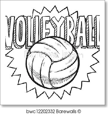362x382 Art Print Of Volleyball Sketch Barewalls Posters Amp Prints - Volleyball Sketch