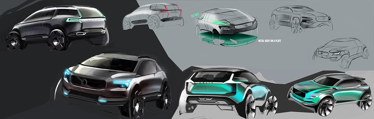 1200x384 Volvo Compact Suv Sketches On Behance - Volvo Sketch