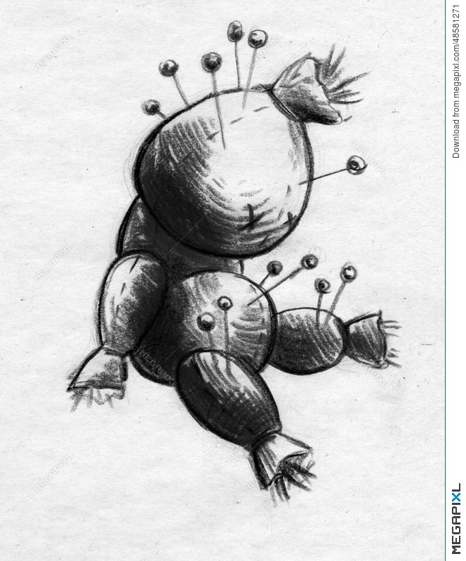 664x800 Voodoo Doll Sketch Illustration 48581271 - Voodoo Doll Sketch