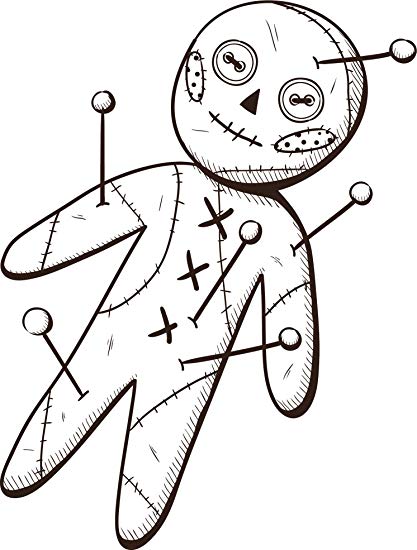 417x550 Black And White Voodoo Doll Sketch Vinyl Decal Sticker - Voodoo Doll Sketch