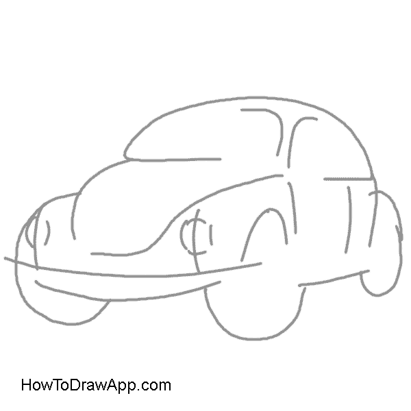 600x600 How To Draw A Volkswagen Beetle Aka Volkswagen Bug - Vw Beetle Sketch