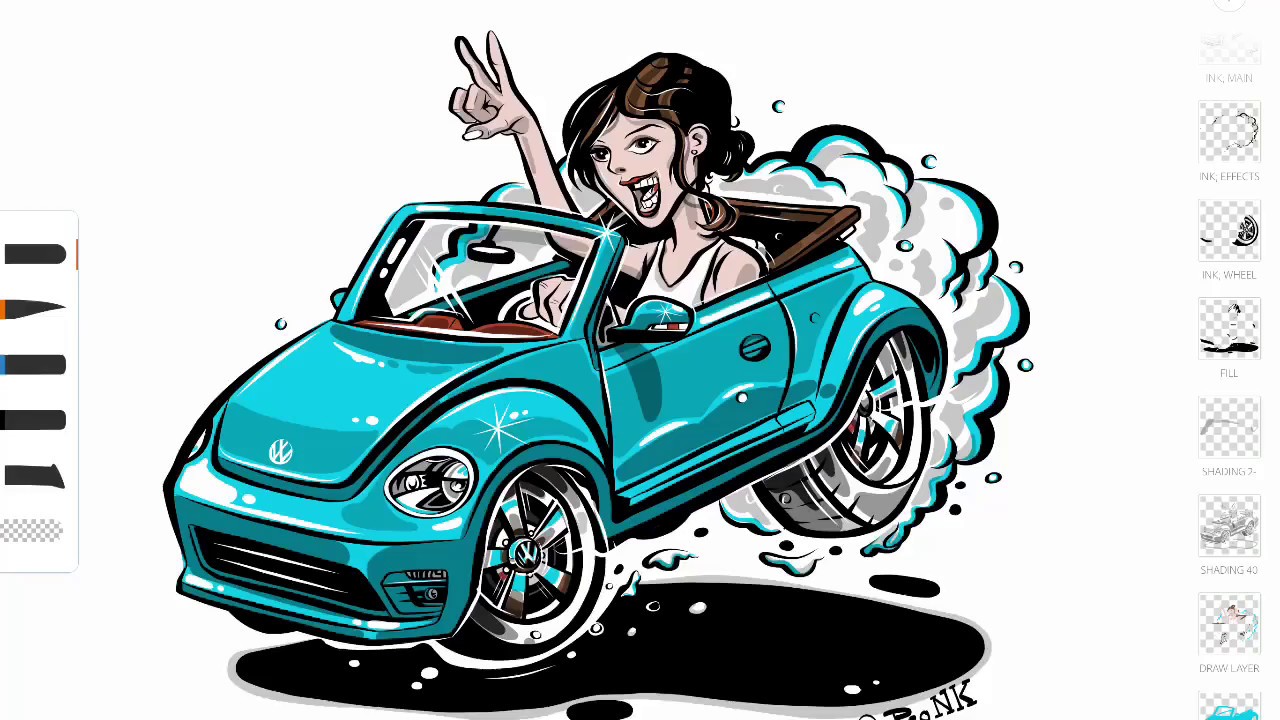 1280x720 Sketching A Vw Bug Convertible (Ipad Pro Amp Apple Pencil) - Vw Beetle Sketch