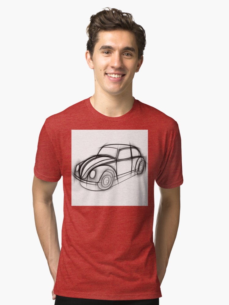 750x1000 Vw Beetle Design Sketch Unisex T Shirt By Madebydesign Redbubble - Vw Beetle Sketch