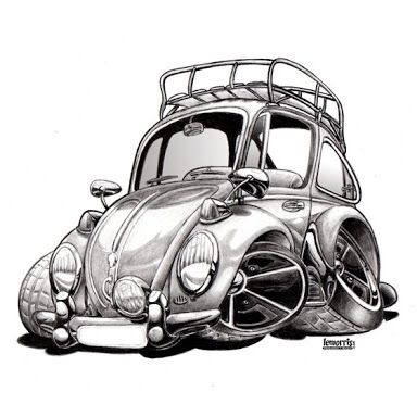 384x384 Vw Cartoon Car Toons Vw, Cartoon And Volkswagen - Vw Beetle Sketch