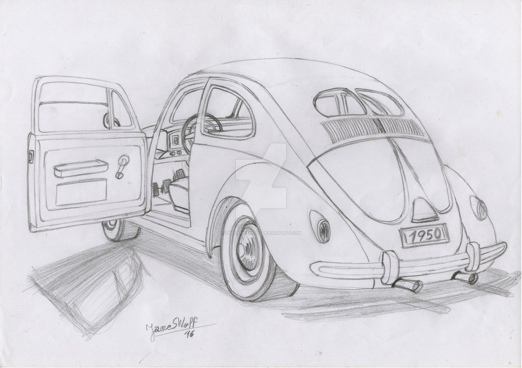 1064x751 1950 Volkswagen Beetle Sketch By Thejameswolf - Vw Bug Sketch
