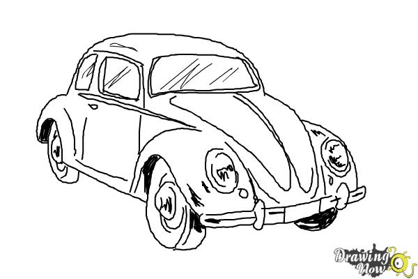 600x400 How To Draw A Volkswagen Beetle - Vw Bug Sketch