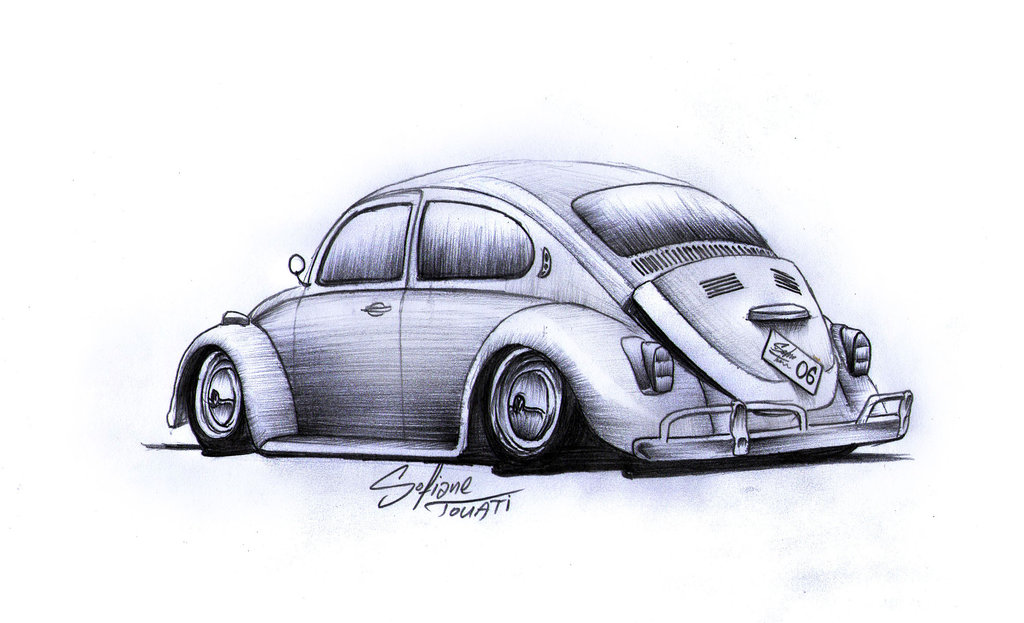 1024x623 Vw Beetle High Quality Drawing Drawing Skill - Vw Bug Sketch