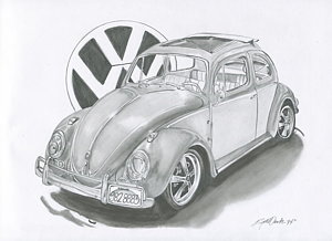 300x218 Bug Drawing By Raquel Ventura - Vw Bug Sketch
