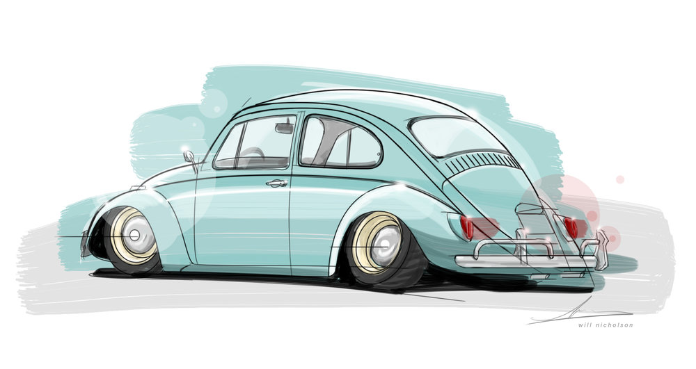 1000x531 Vw Bug Will Nicholson - Vw Bug Sketch