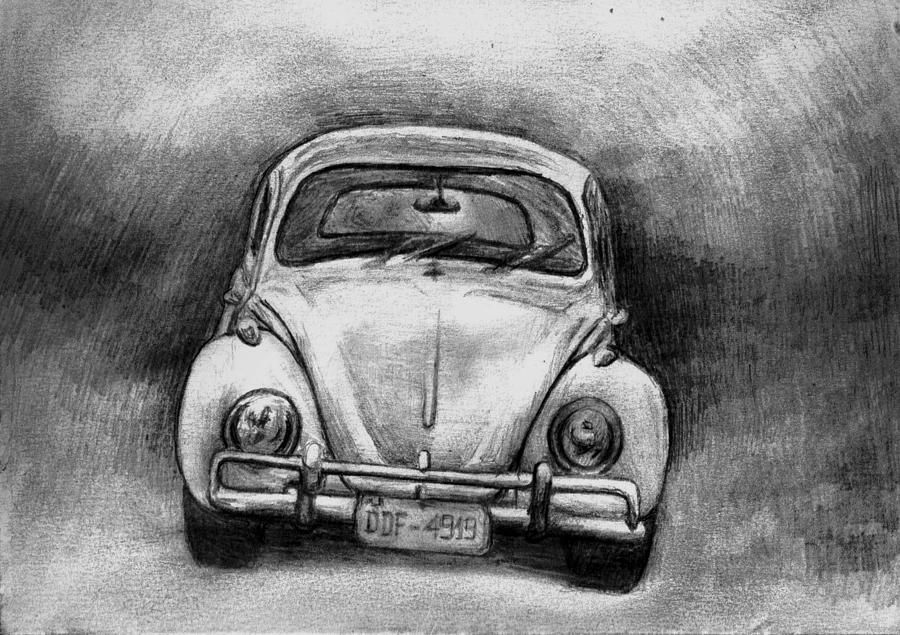 900x635 How To Draw A Vw Bug Old Volkswagen Beetle Drawing By Di - Vw Bug Sketch