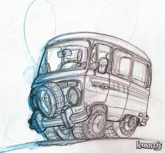 576x536 Vw Bus Cartoon Illustration For Melissa By Lemorris - Vw Bus Sketch