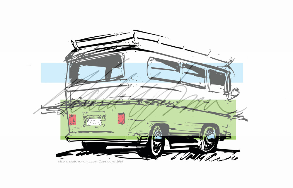 1000x641 Vw Bus Green - Vw Bus Sketch