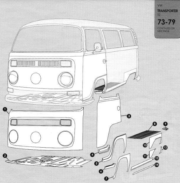 611x620 Volkswagen Bus, Vanagon, Eurovan 1973 1979 Sheet Metal Bus - Vw Bus Sketch