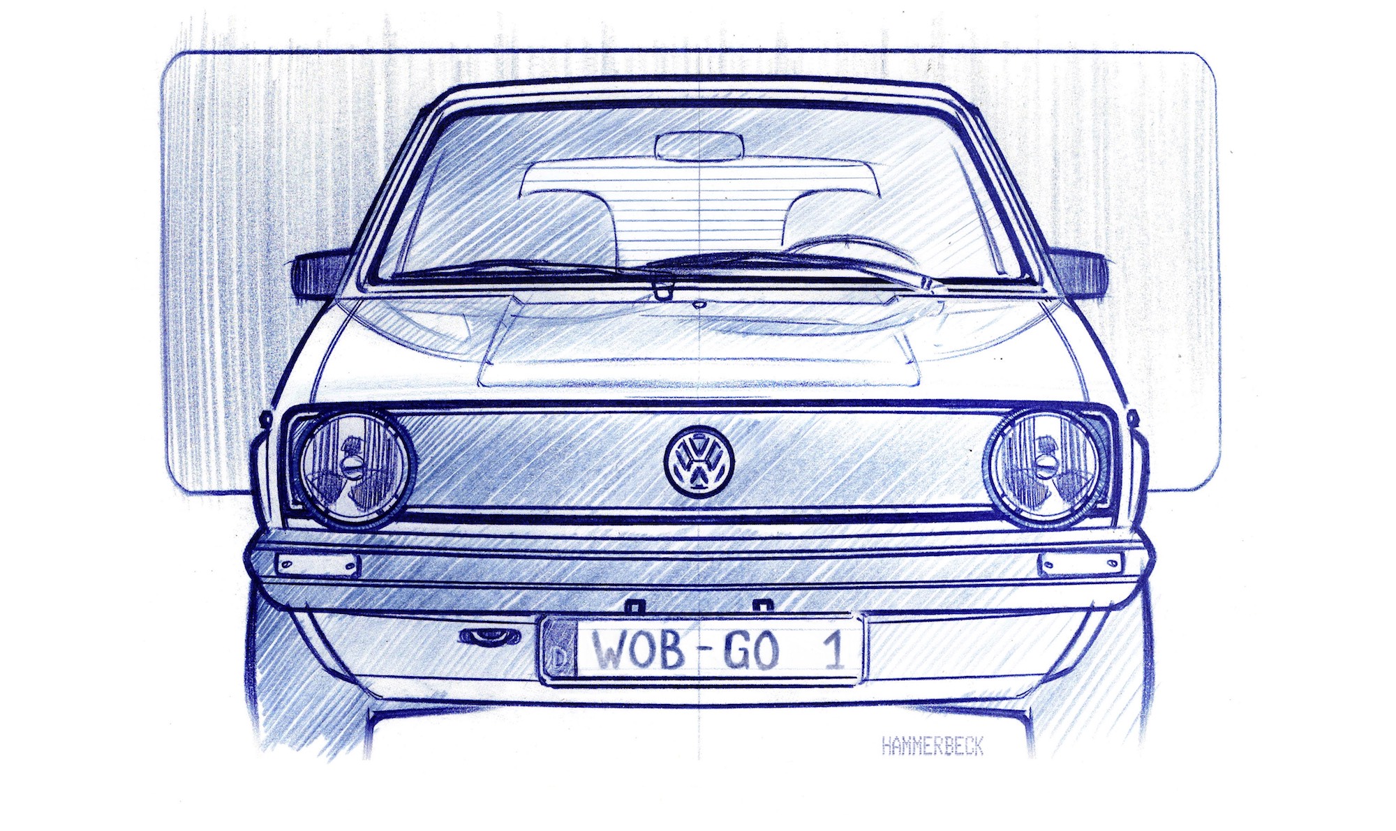 2000x1191 Vw Struck Gold For The Second Time With Golf - Vw Sketch