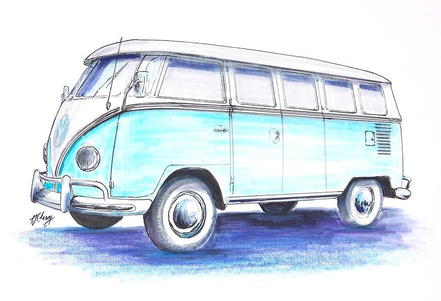 900x615 Pin By On Art Vw, Vw Bus And Volkswagen - Vw Van Sketch