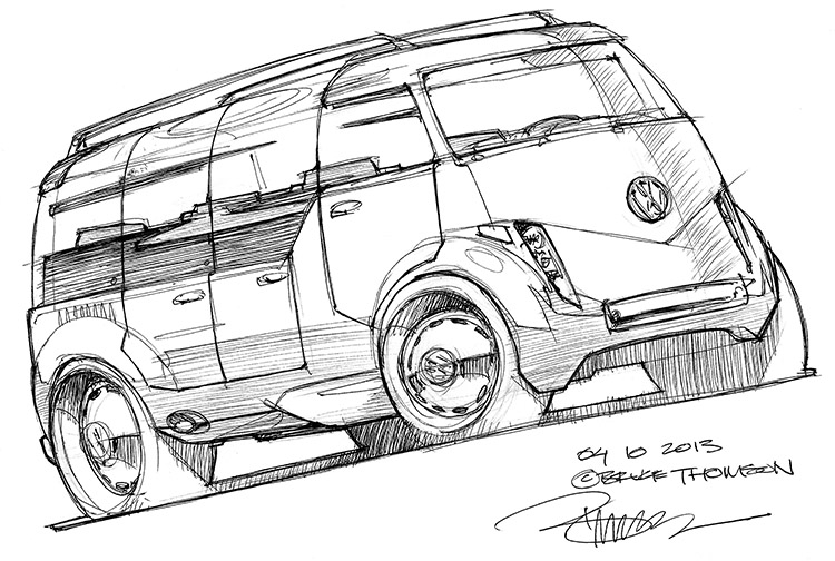 750x504 Vw Van Concept Caught In My Headlights - Vw Van Sketch