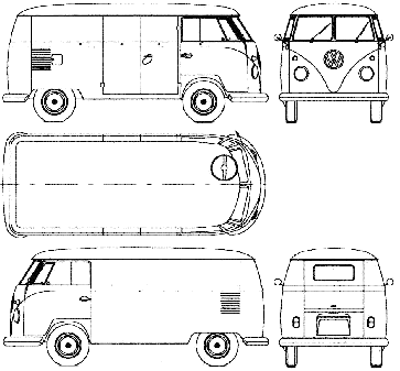363x337 Car Volkswagen Van 1960 1963 The Photo Thumbnail Image Of Figure - Vw Van Sketch