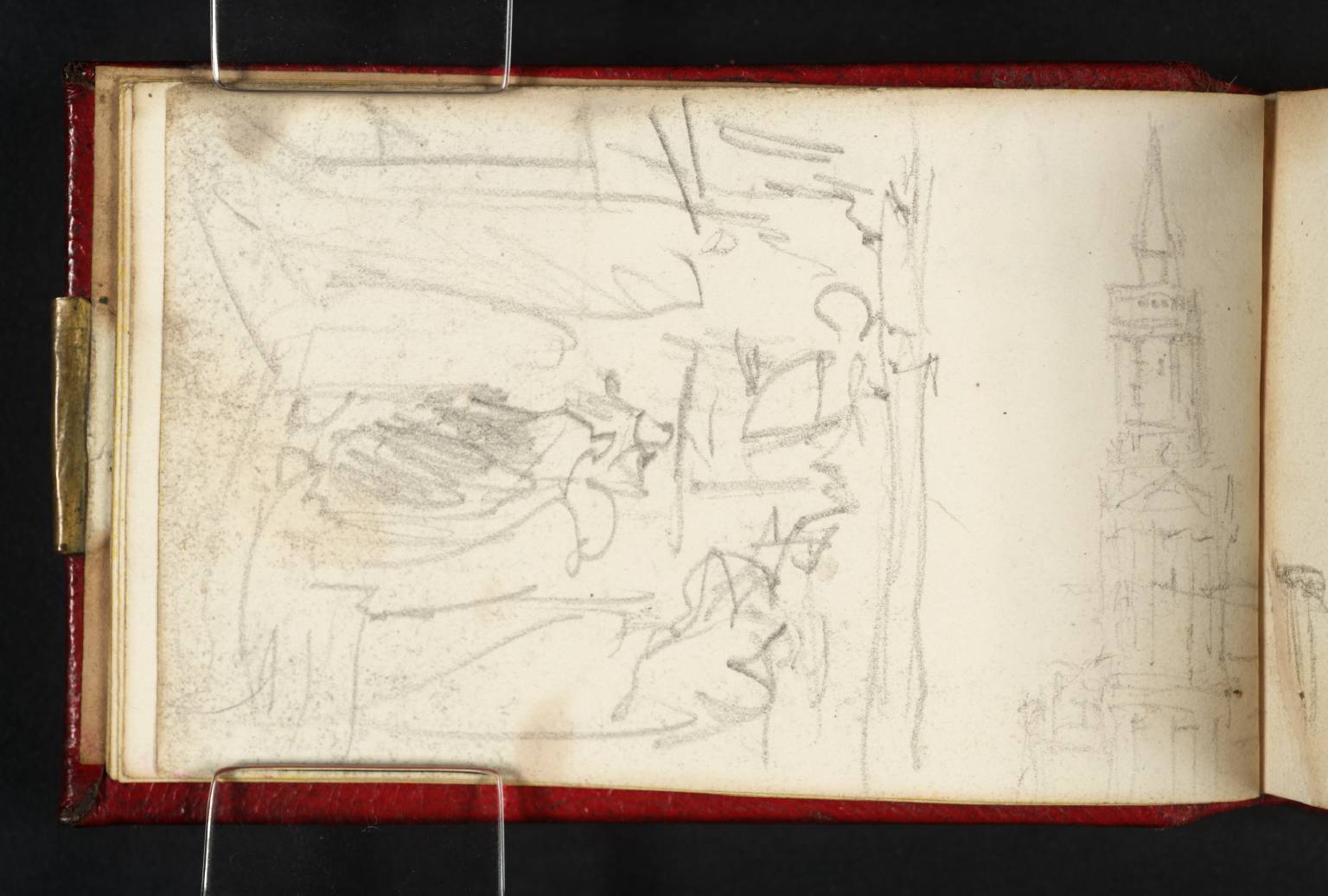 1536x1036 Sketch Of An Interior And The Town Hall, Berwick Upon Tweed - W Sketch