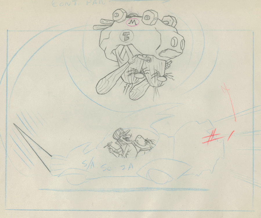 900x752 Wacky Races Layout Drawing - Wacky Sketch
